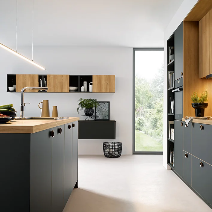 Kitchen with pendant lights