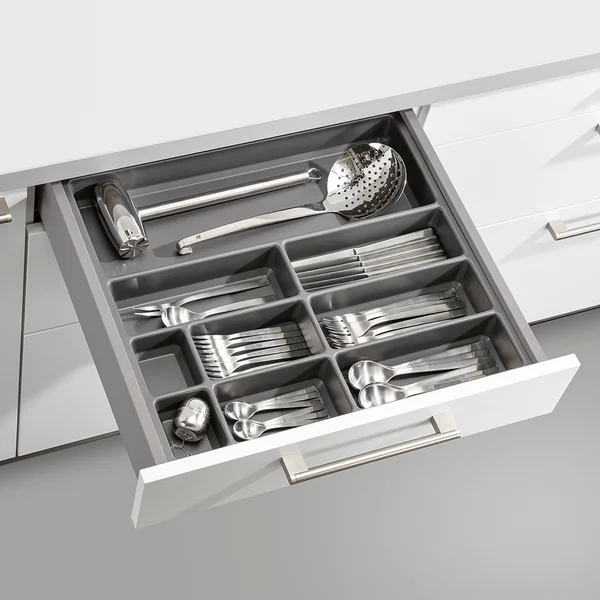Schubkasten – Besteckeinsatz in Kunststoff Carbongrau