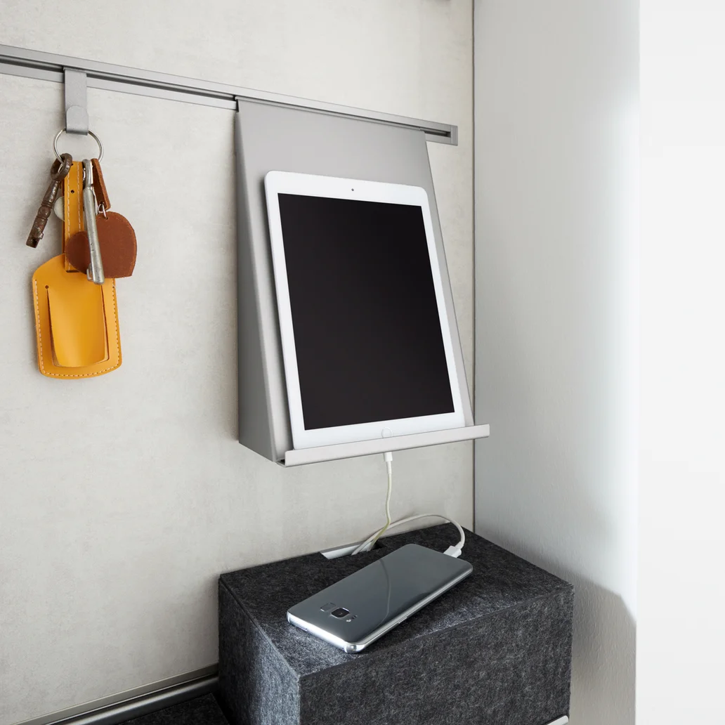 places for keys, ipads in the kitchen