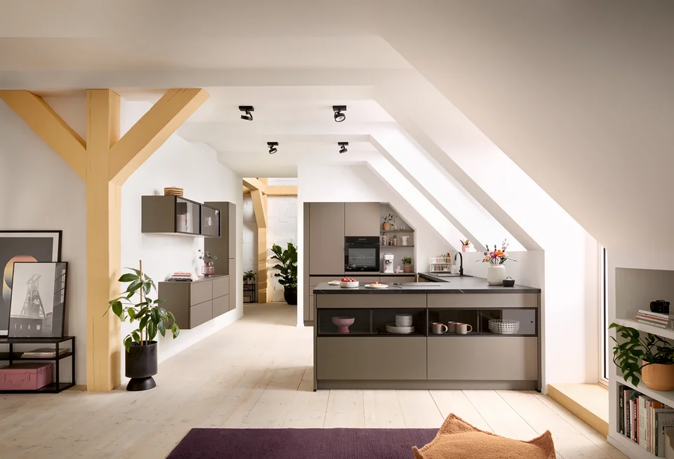 brown attic kitchen